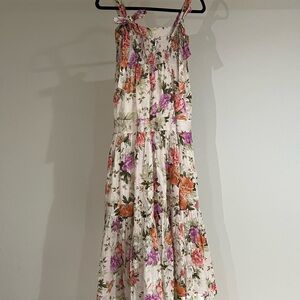 Zimmermann White and Pink Spaghetti Strap Maxi Sundress